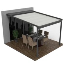 Customized Waterproof Retractable Aluminum garden outdoor LED  electric pergola roof gazebo