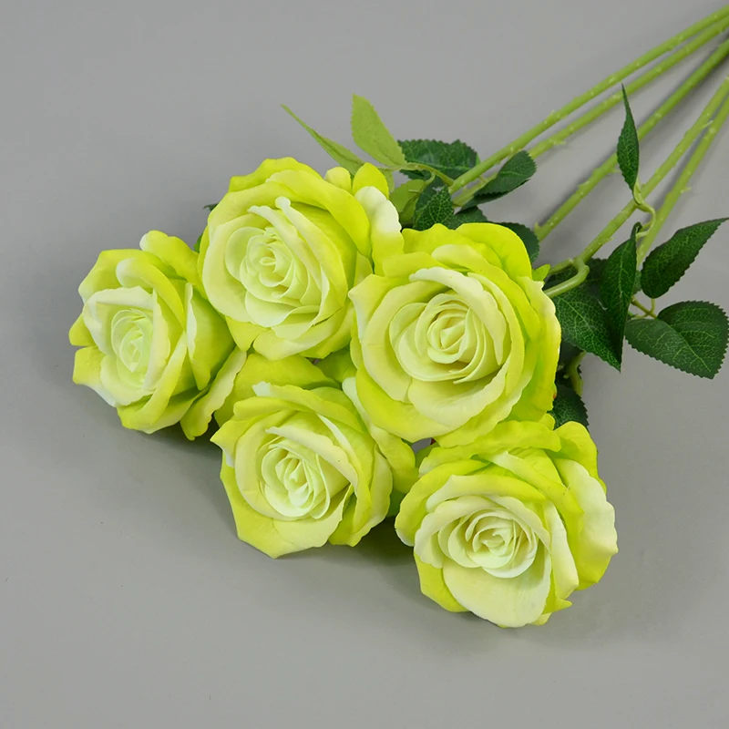 Hot Selling Real Touch Artificial Flower Single Stem Velvet Rose Flower