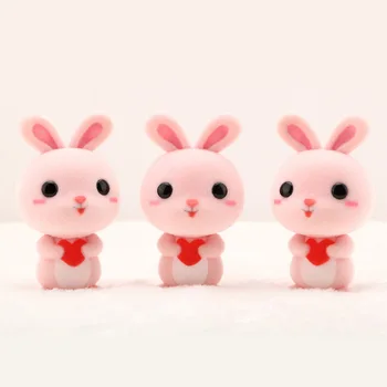 Hot sale Lovely Cute Flocked Rabbit Toys Zodiac animal Doll Girls Toys Birthday Gift Home Decoration
