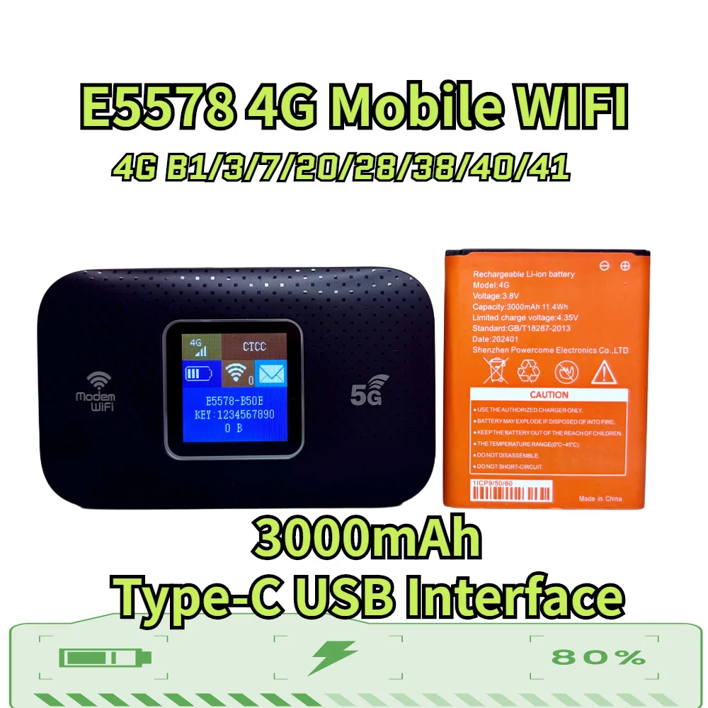 VONJUN E5578 4G Router ASR Pocket WiFi SIM Card Type-C LTE