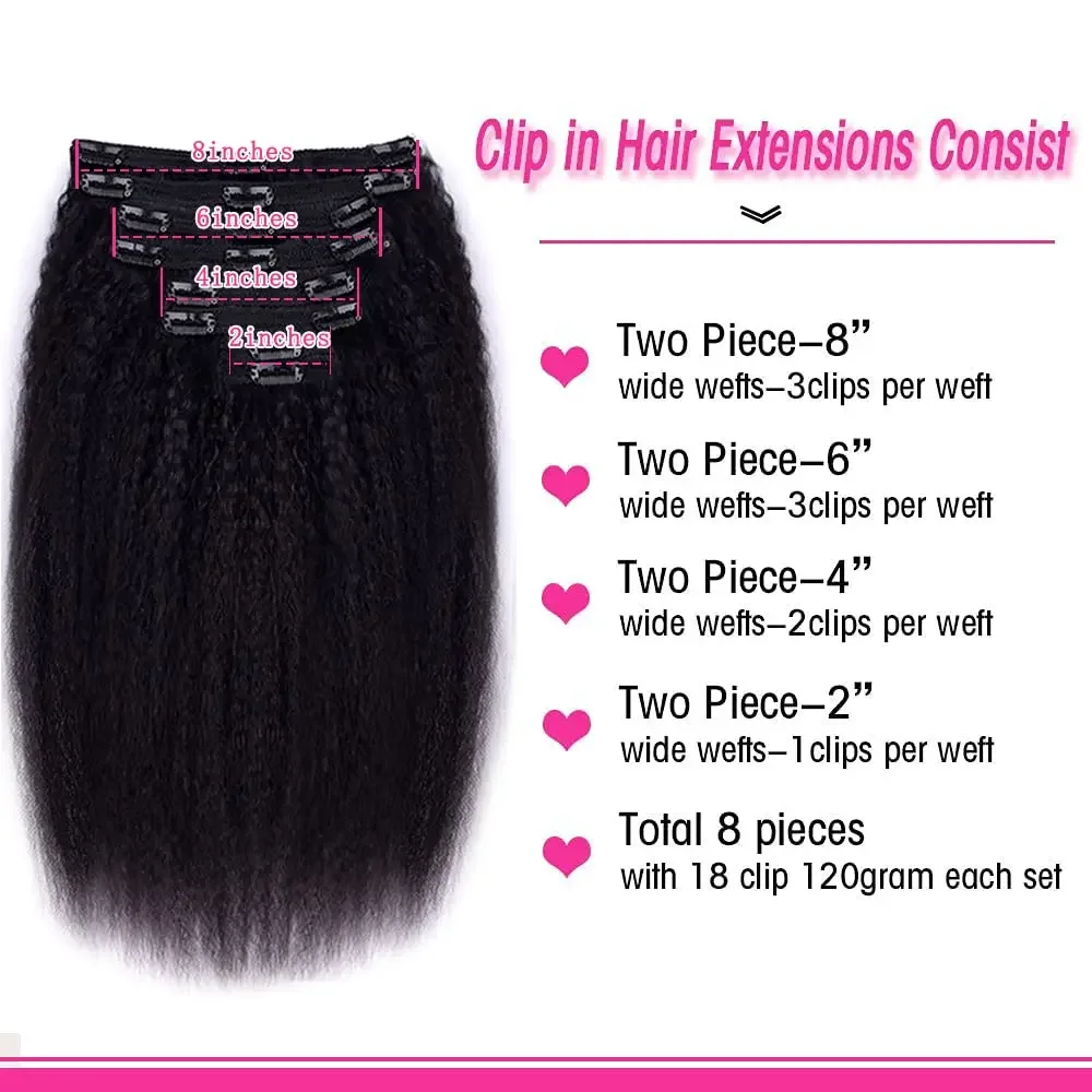 Extension per capelli lisci e crespi con clip, 100% veri capelli umani, clip naturali, 8 pezzi, extension per capelli umani Remy, testa intera per donne_voghion.com
