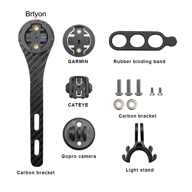 Carbon Fiber Bike Computer Stopwatch Mount Holder for Garmin Cateye Bryton Gopro