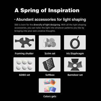 Godox S60 S60-D 60W Focusing LED Photography Continuous Adjustable Light Spotlight With Barn Door for Professional Photography detail image
