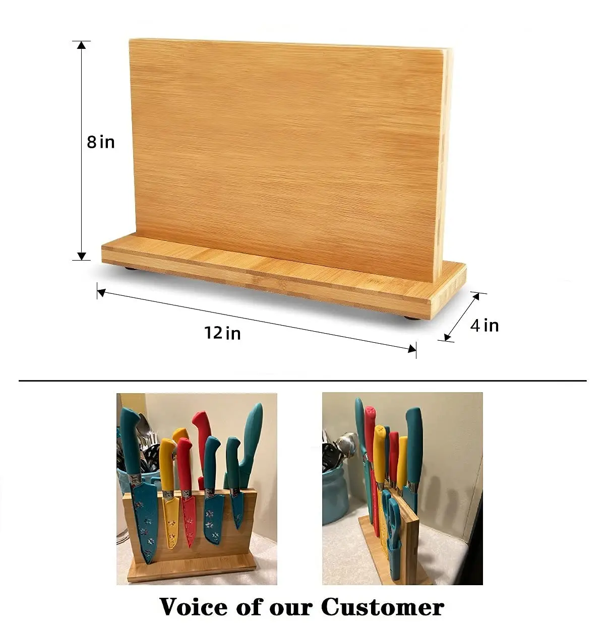 Bamboo Cutlery Display Stand Shelf Knives Organizer Shelf Rack Knives