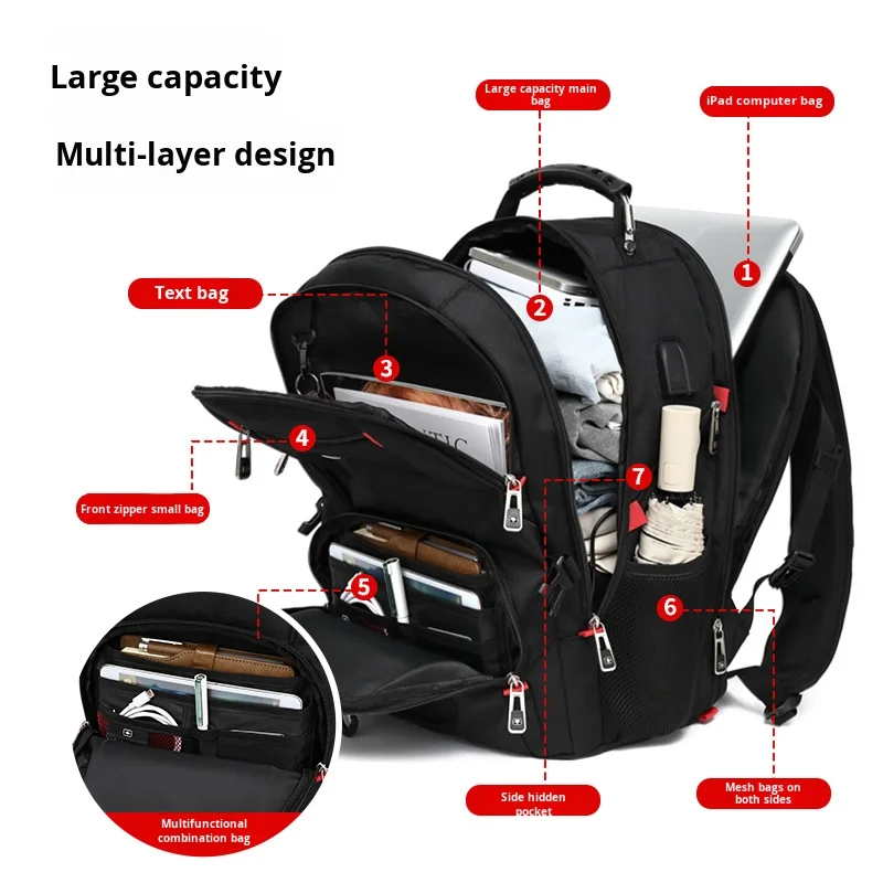 HESHI 17 Inch Men's Laptop Backpack Large Capacity for Swiss Knife  Waterproof Polyester Lining for Business Travel School New| Alibaba.com