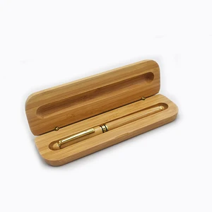 High Quality Luxury Gift Custom Engrave logo Bamboo Wood Eco Roller Ball Pen Set with Pen case Bamboo