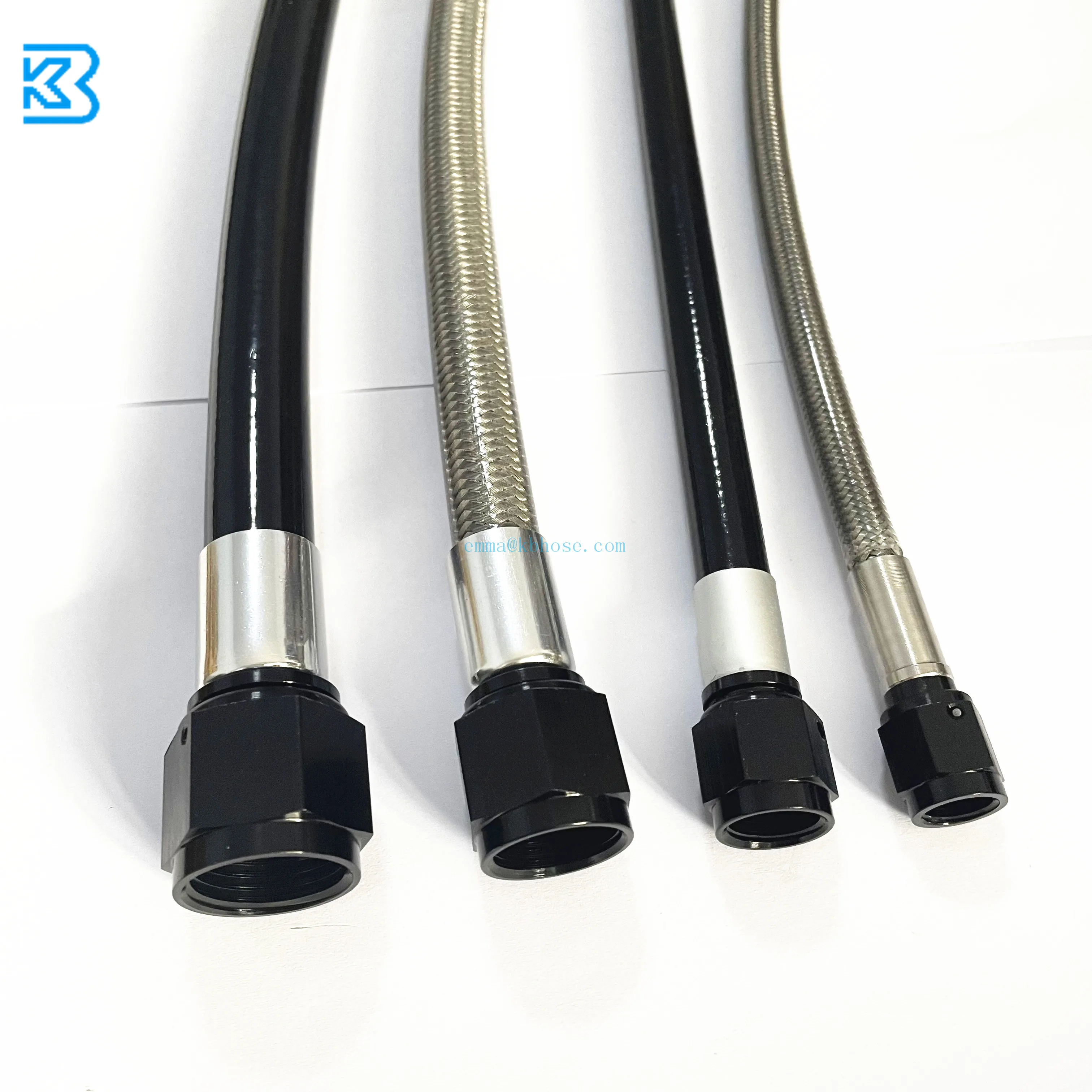 An4 An6 An8 An10 E85 Ptfe Oil Hose Fuel Line With Straight Black
