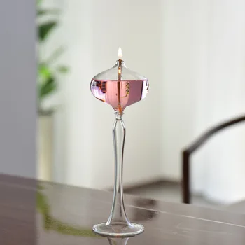 European style creative glass oil lamp Nordic romantic simple modern household desktop smokeless butter lamp