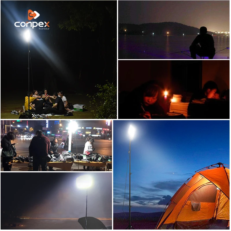 Conpex Remote Control Tent Lamp Telescopic Tripod Stand Night Market Dual Color LED Outdoor Camping Light