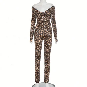 Dropshipping New Arrivals 2026 Women Clothing Hot Sexy Leopard Print Fashion 2 Piece Top and Pants Set
