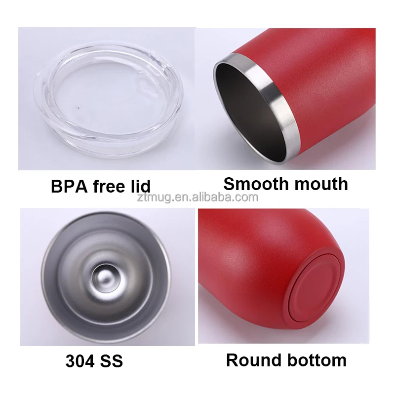 12oz Custom Powder Coated Black Egg Shape Double Wall Stainless Steel ...
