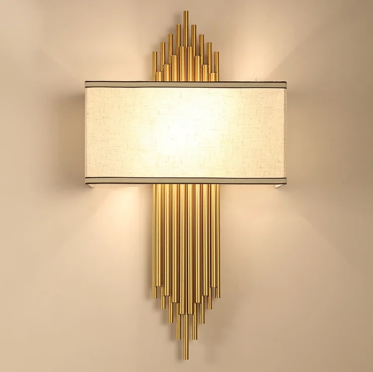 Золотая настенная лампа, новинка, роскошный настенный светильник в стиле арт-деко для гостиницы, гостиной, спальни, лофта, комнатный античный светильник