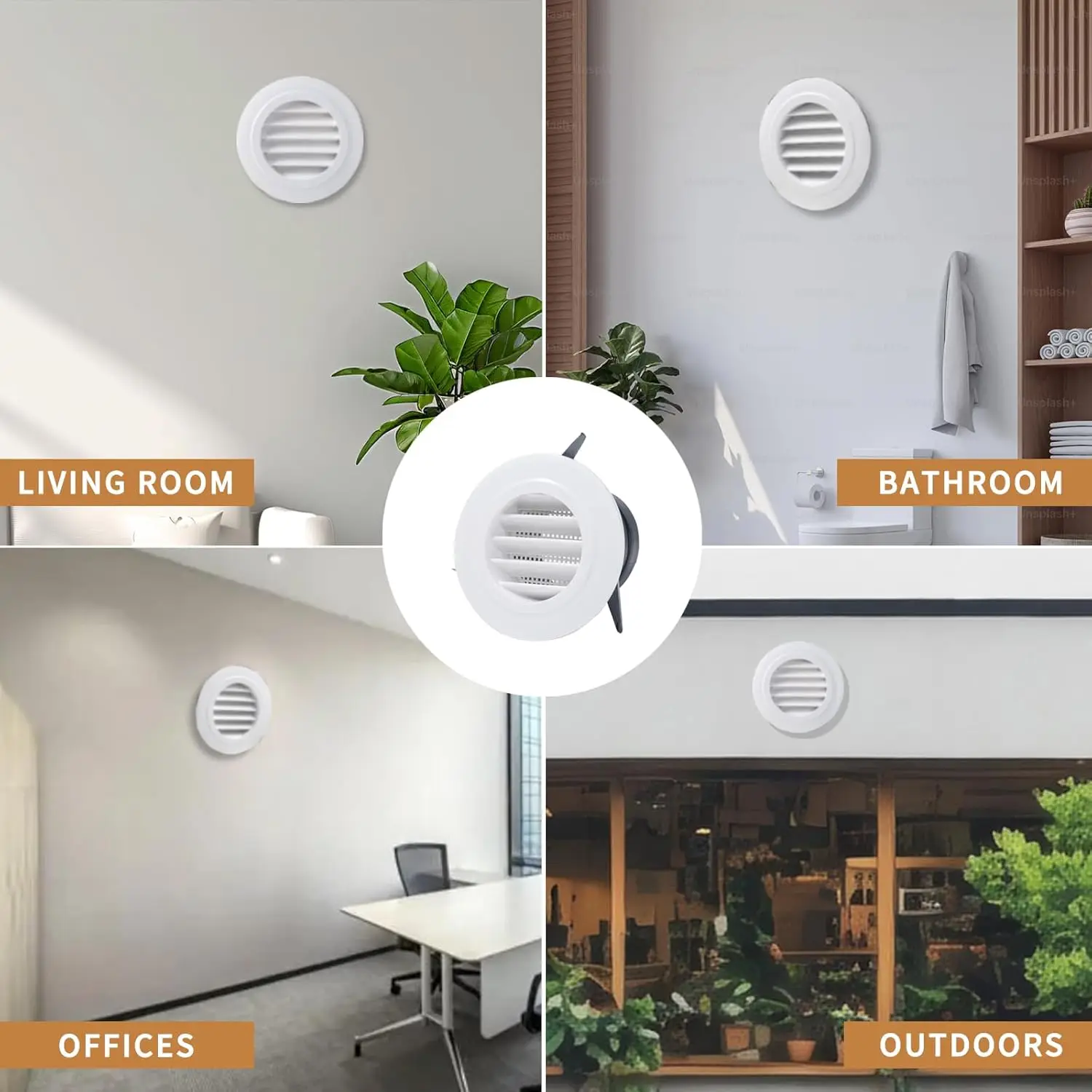 Round Vent Cover with Built-in Screen Mesh