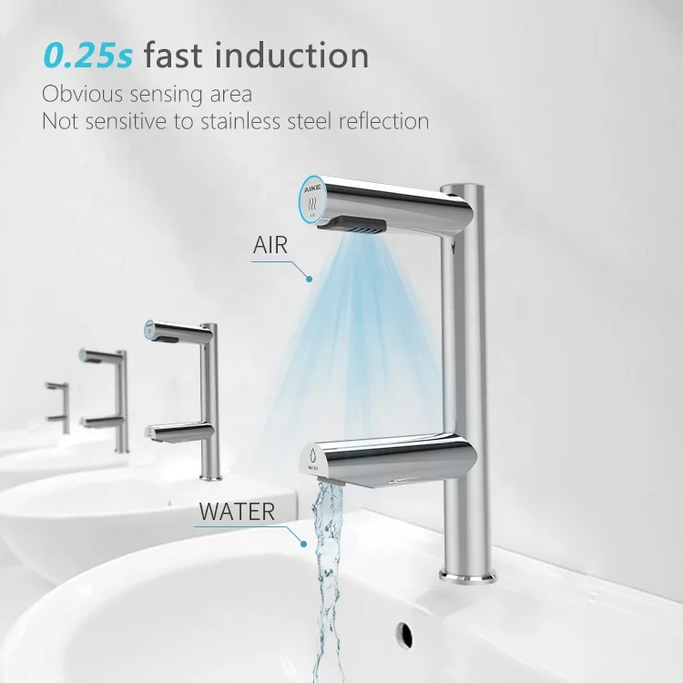 AIKE AK7130 Automatic Touchless Bathroom Hand Wash 2 in 1 air Tap Hand Dryer Sensor Water Tap