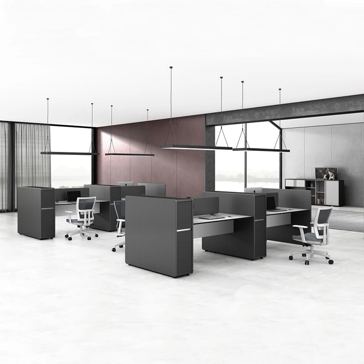 Modern Open Modular 2 4 6person Workstation Office Desk Furniture Design Work Office Table with Metal Leather Legs