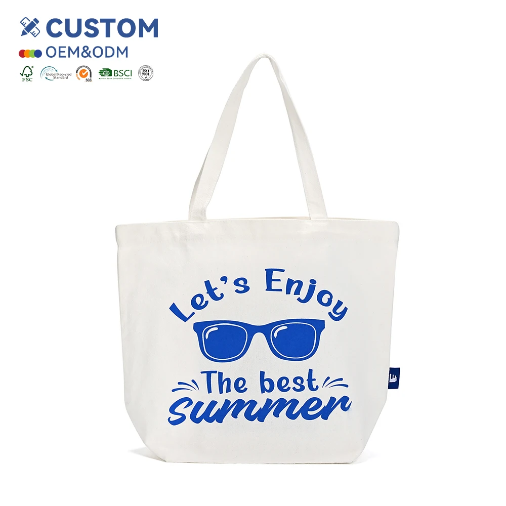 Recycled Cute Fashion Cotton  Women Shoulder Bag With Design Large Reusable Daily Carrying for Work Shopping Cotton Handbag