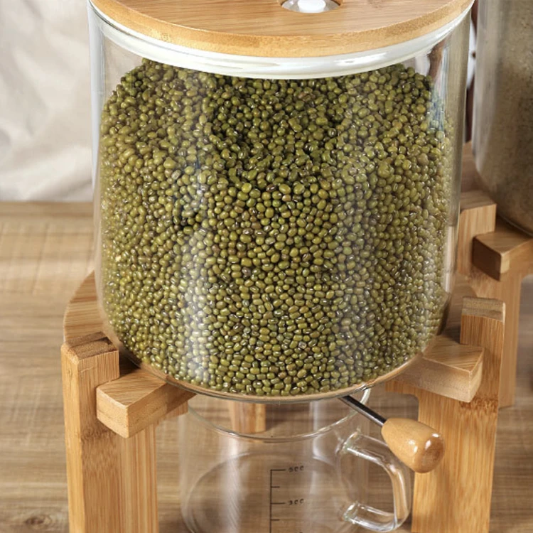 Measuring cup rice barrel kitchen grain storage barrel glass moisture-proof sealed pot food storage barrel.jpg