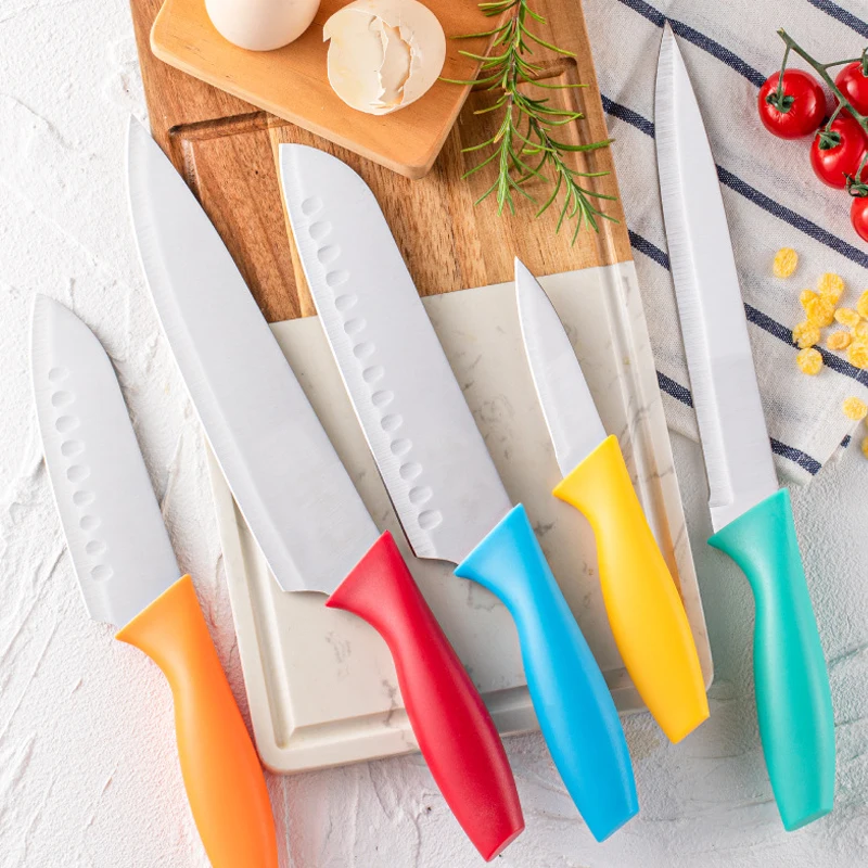 Razor Sharp High Carbon Stainless Steel Knives with Ergonomic Plastic Handles Kitchen Chef Knife Set & Steak Knives Set