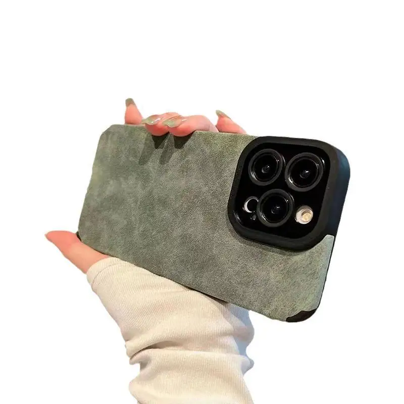 product luxury suede microfiber shockproof soft tpu edge pu smooth leather protective case for iphone 17 16 15 12 series mobile phones-4