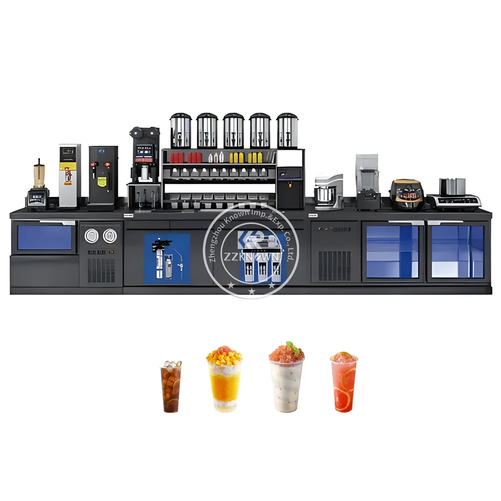 2025 Custom Cocktail Tea Bar Counter Bubble Bar Commercial Boba Shop Working Station Container Milk Tea Bar Counter