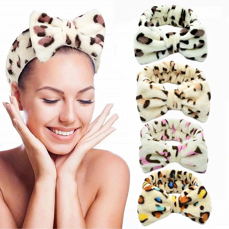 Seven (7) Colorful Fuzzy Spa Headbands With Bow, New without Tags Colorful Fuzzy Bow Headband - Cute SPA Headbands for Women main image 3