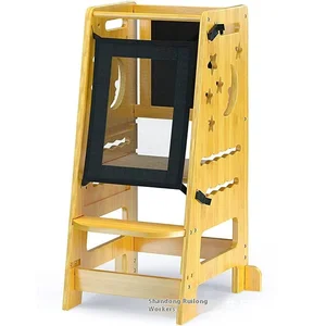 New Design Multi-functional Wooden Baby Hand-washing Ladder Wholesale Wooden Frame Baby Walkers for Kids Toddler Boys & Girls