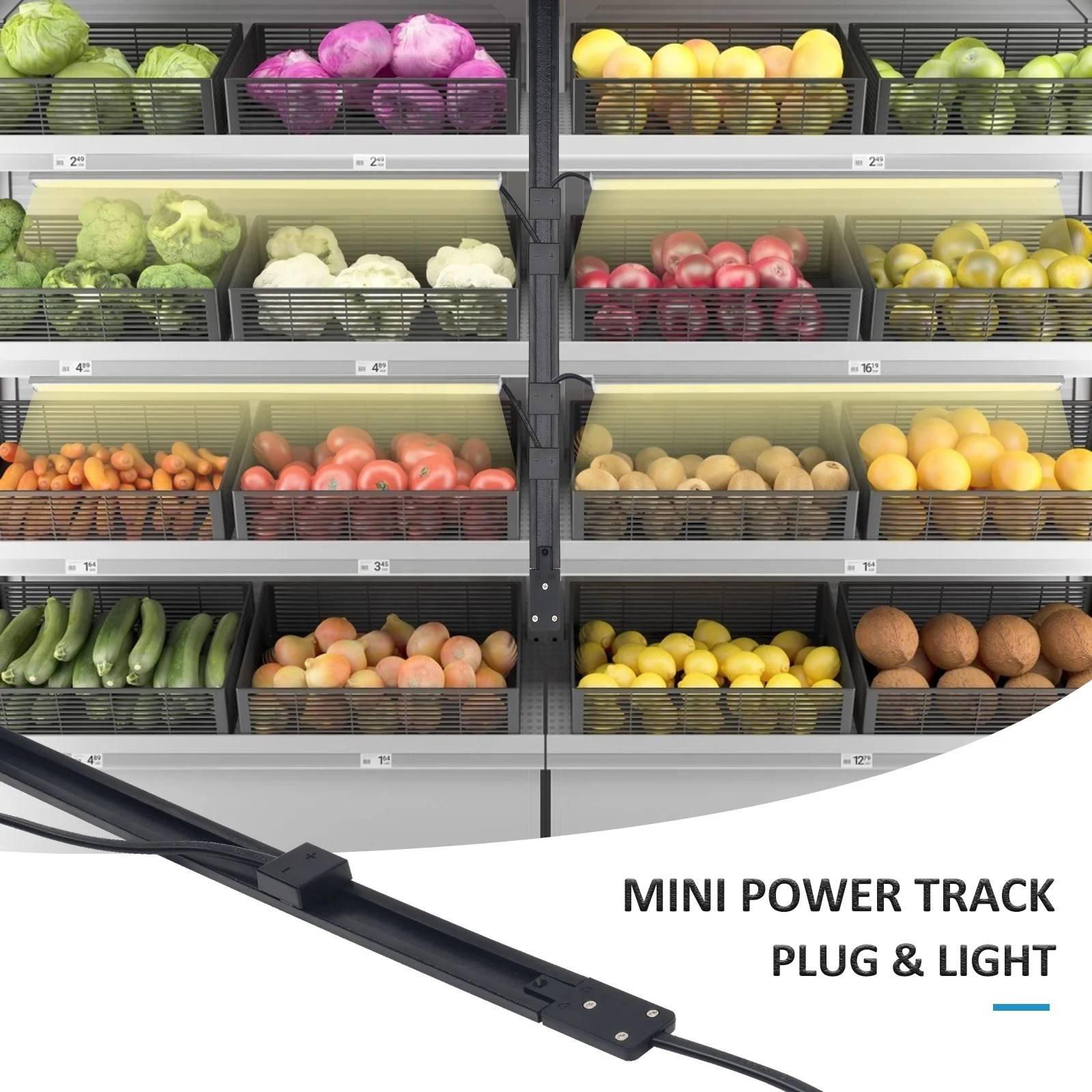 Surface Mounting DC Power Track Socket With Connectors for Display Cabinet Led Track Light