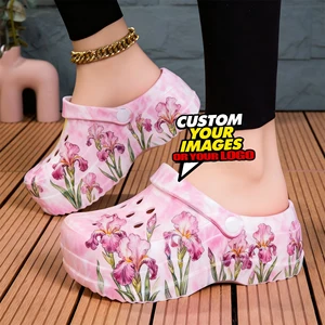 Custom Summer Platform Women Sandals Clogs 7CM Wedges Slippers Fashion New Outside Chunky Sandals Beach Casual Slides Woman