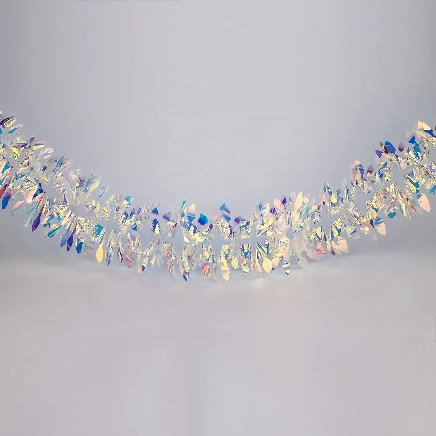 Iridescent Hanging Decorations Garland, 6Ft Long Roll Shiny Foil