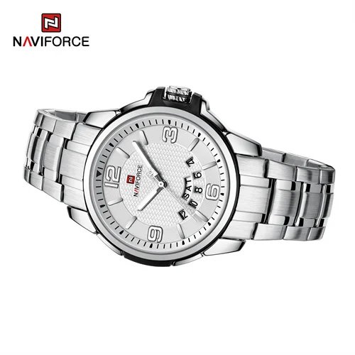 NAVIFORCE 9215S SBW Factory Custom Logo Cheap Quartz Watch Men Wrist Stainless Steel Band Luminous Hands Calendar Business Watch