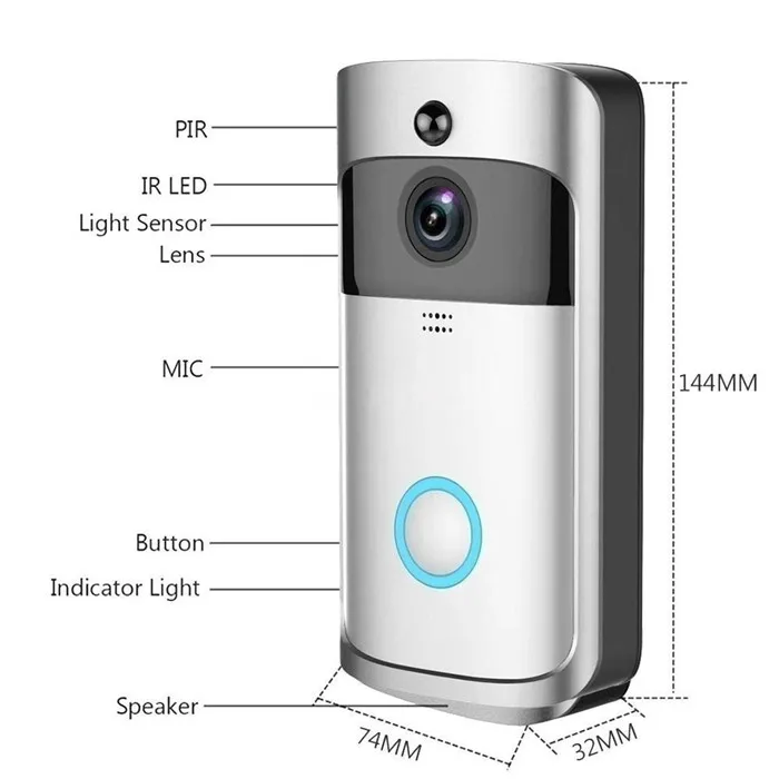 WiFi Video Deurbel Camera, HD Wireless Home Security Deurbel, Deurtelefoon Systeem Camera, Ondersteuning PIR Bewegingsdetectie/2-Weg Audio/Nachtzicht/166 ° Groothoek WiFi Video Deurbel Camera, HD Wireless Home Security Deurbel, Deurtelefoon Systeem Camera, Ondersteuning PIR Bewegingsdetectie/2-Weg Audio/Nachtzicht/166 ° Groothoek