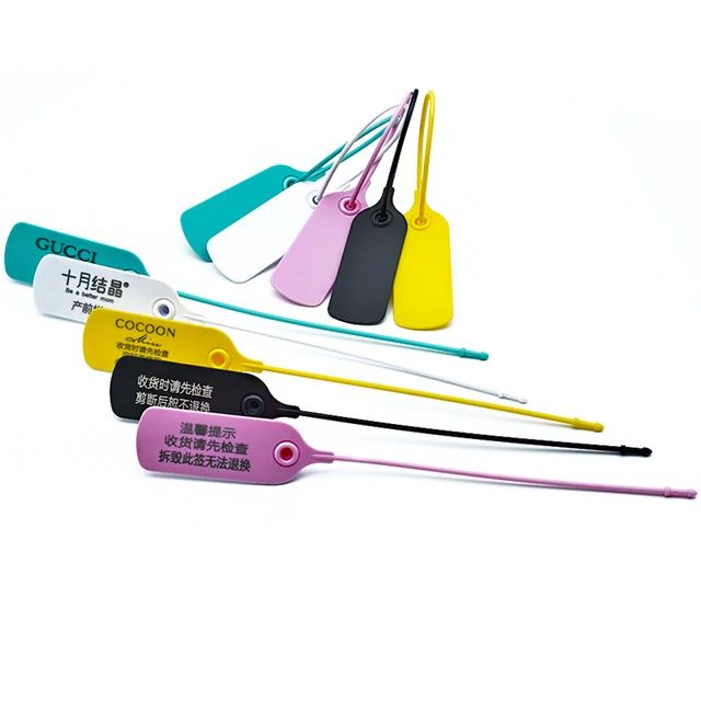 Custom Engaved Logo Garment Security Seal Label Tie Cable Plastic Hang Tag Custom Seal