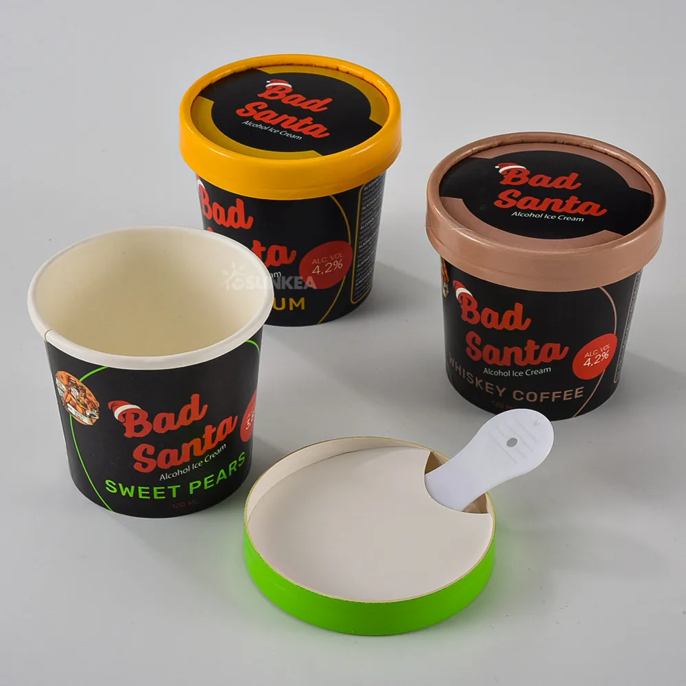 Custom Wholesale Printed Disposable Yogurt Ice Cream Paper Cups With