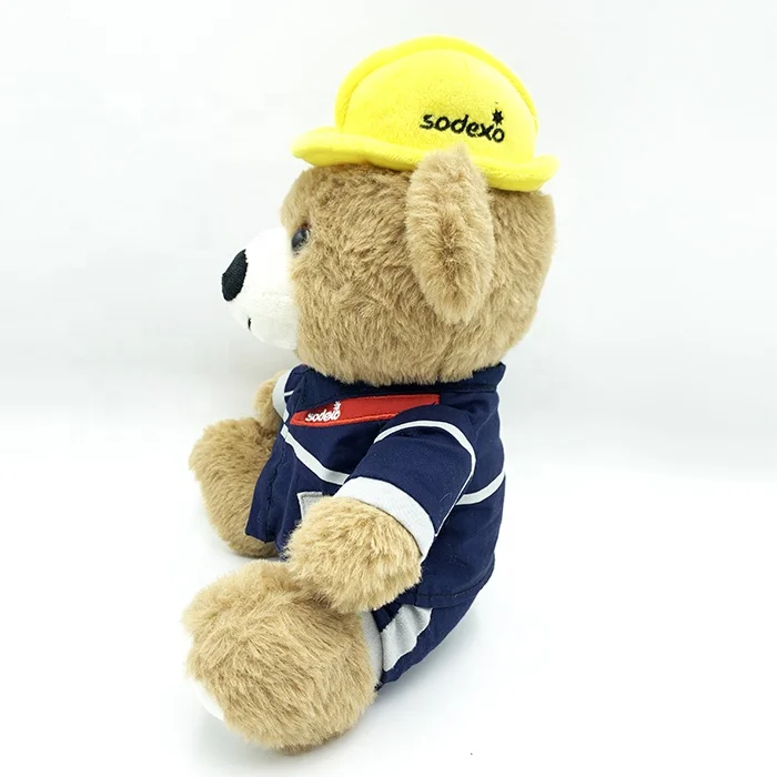 LOW MOQ Personalized Soft Engineer Uniform Teddy Bear Stuffed Plush Bear Doll