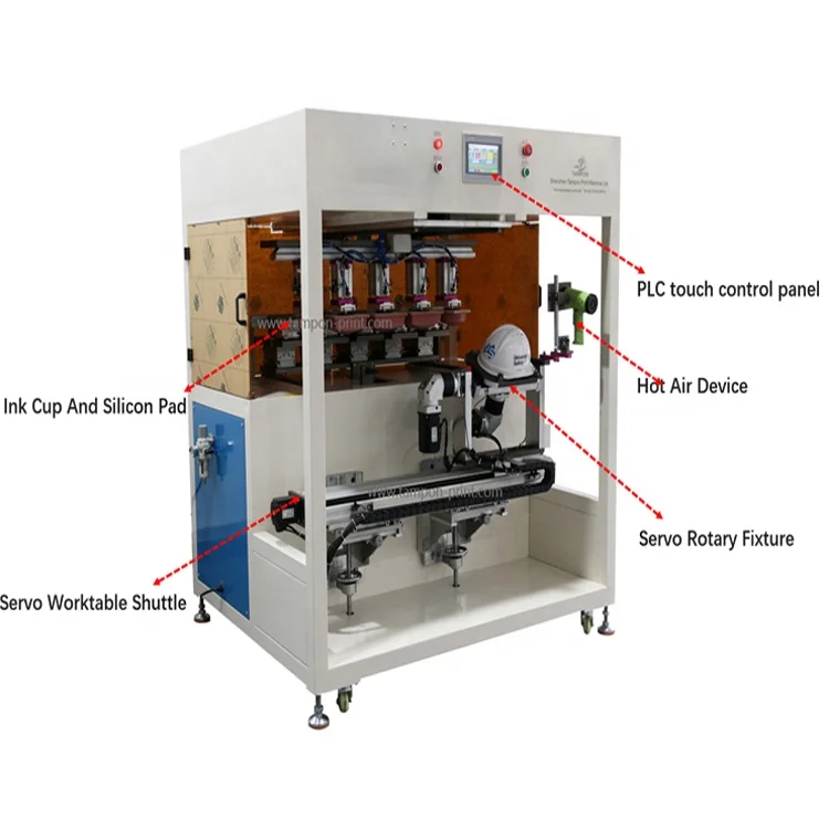 Semi-auto Servo Rotary 5 Colors Hard Hat Safety Helmet Pad Printer Silicone Printing Machine