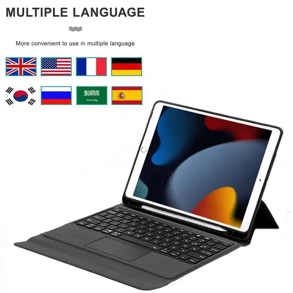 Wireless keyboard leather case  for  ipad 11th generation air 4/5 pro 12.9 1110.9 10.2  with holder shock proof  case