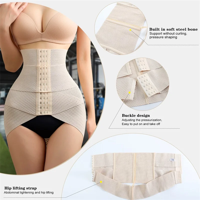 Wholesale Waist Trainer Shaper Women Full Body Plus Size Double Belt Trimmer Wrap Girdle Corset Tummy Control Shaperwear details