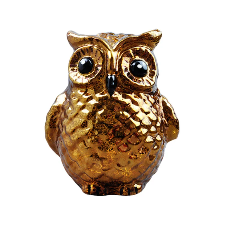 Fashion Halloween decoration led lighted hand blown glass owl factory