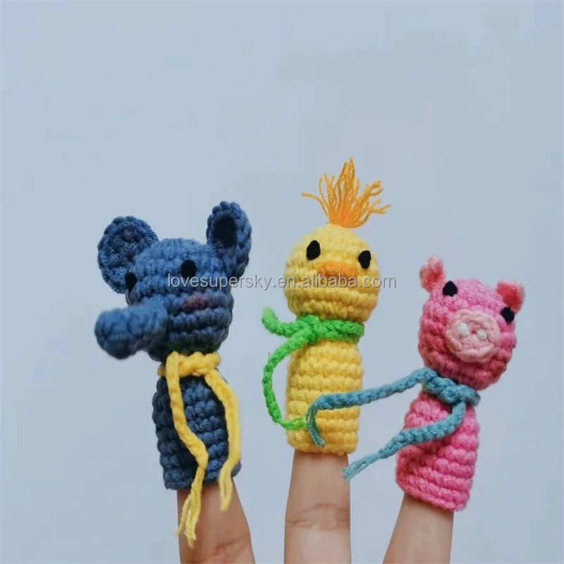 Ensemble de marionnettes à doigts au crochet Animaux domestiques et  sauvages. Crochet de marionnettes à doigts. -  France