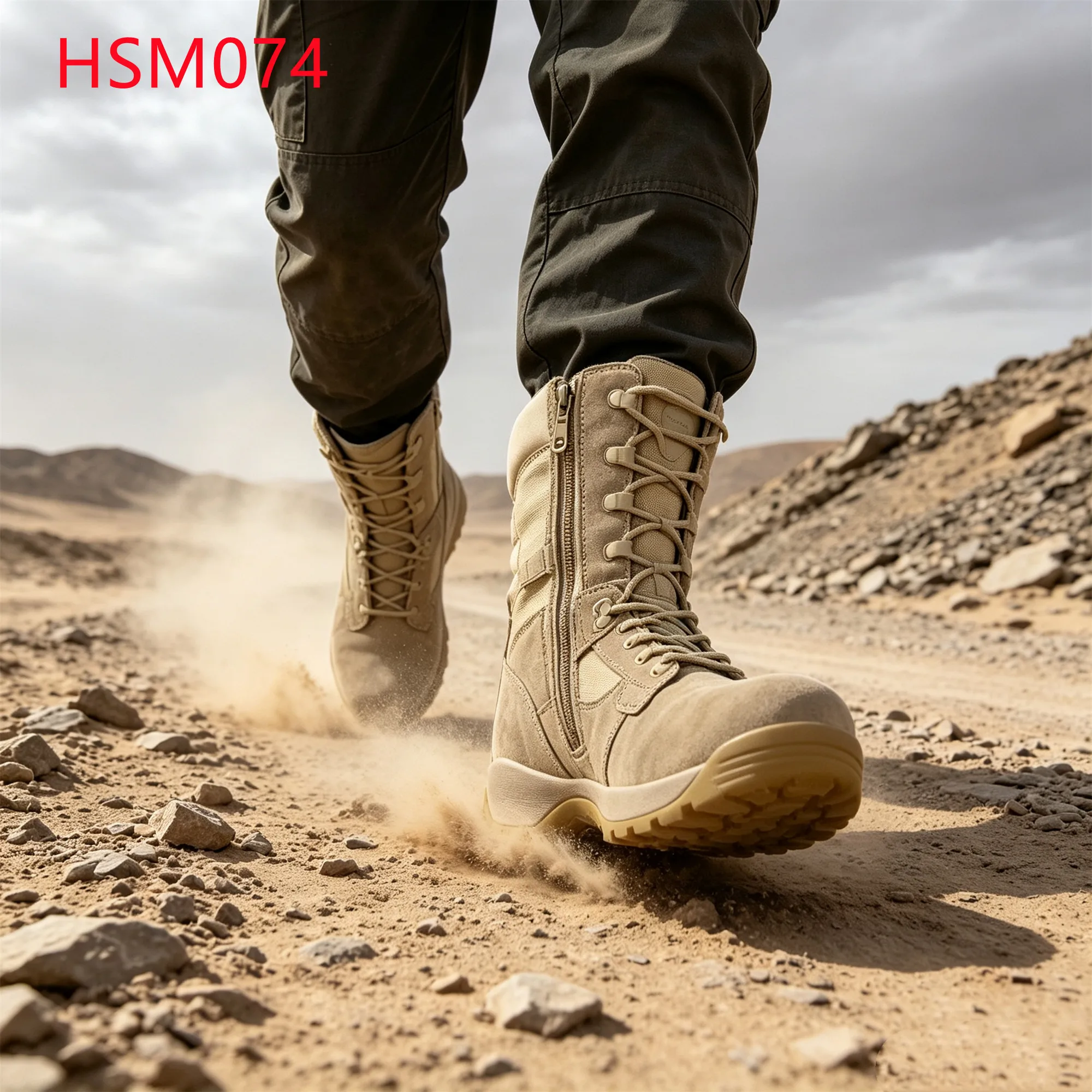 LXG,desert&gobi Work Shock Absorption Sole Hua Singh Marching Boots Ankle protection Tactical Boots with Side Zipper HSM074