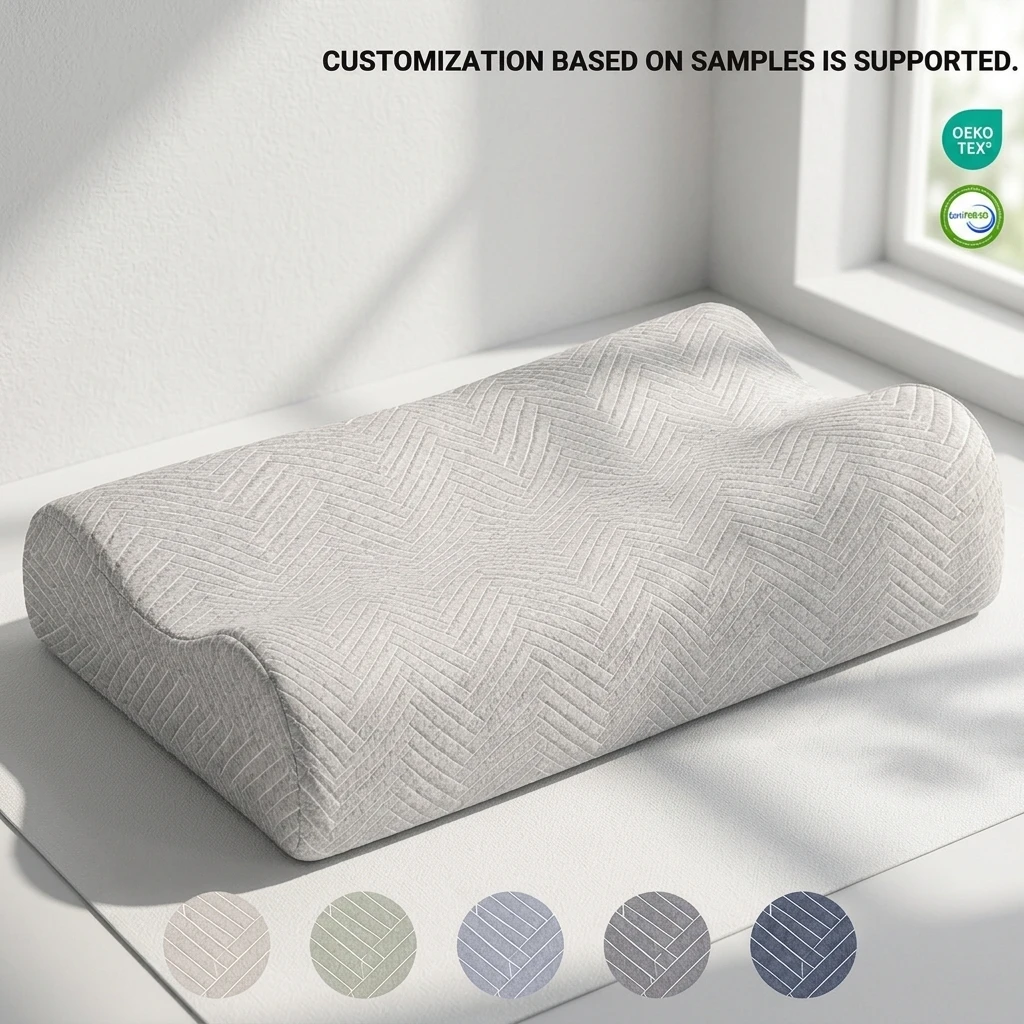 Almohada para dormir moderna y clásica con diseño de espiga, técnica jacquard exquisita y contorno ondulado preciso para un descanso profundo; proveedor de almohadas para cama