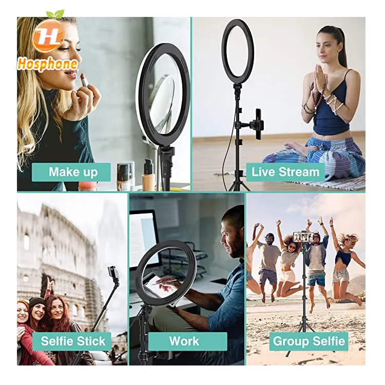 
2020 профессиональный 26 см 10 дюймов кольцо-вспышка для селфи с 2,1 м штатив прямая трансляция макияж с регулируемой яркостью Светодиодная подсветка солнечный свет для камеры красоты Ringlight 