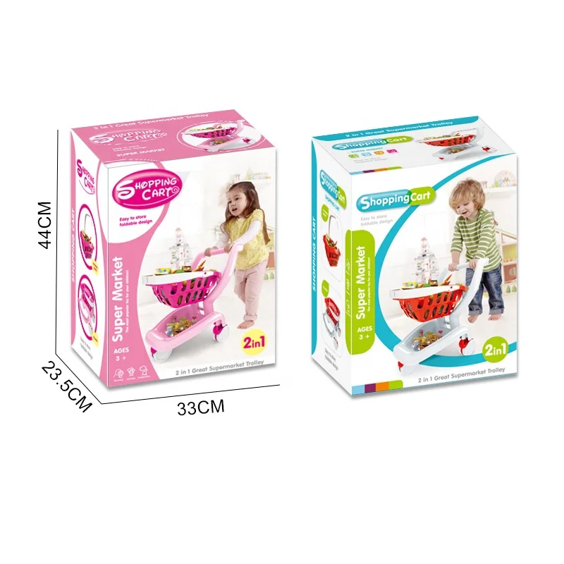 Kids Shopping Cart Play Set Simulation Supermarket Trolley Toy Pretend Play Toys Shopping Game