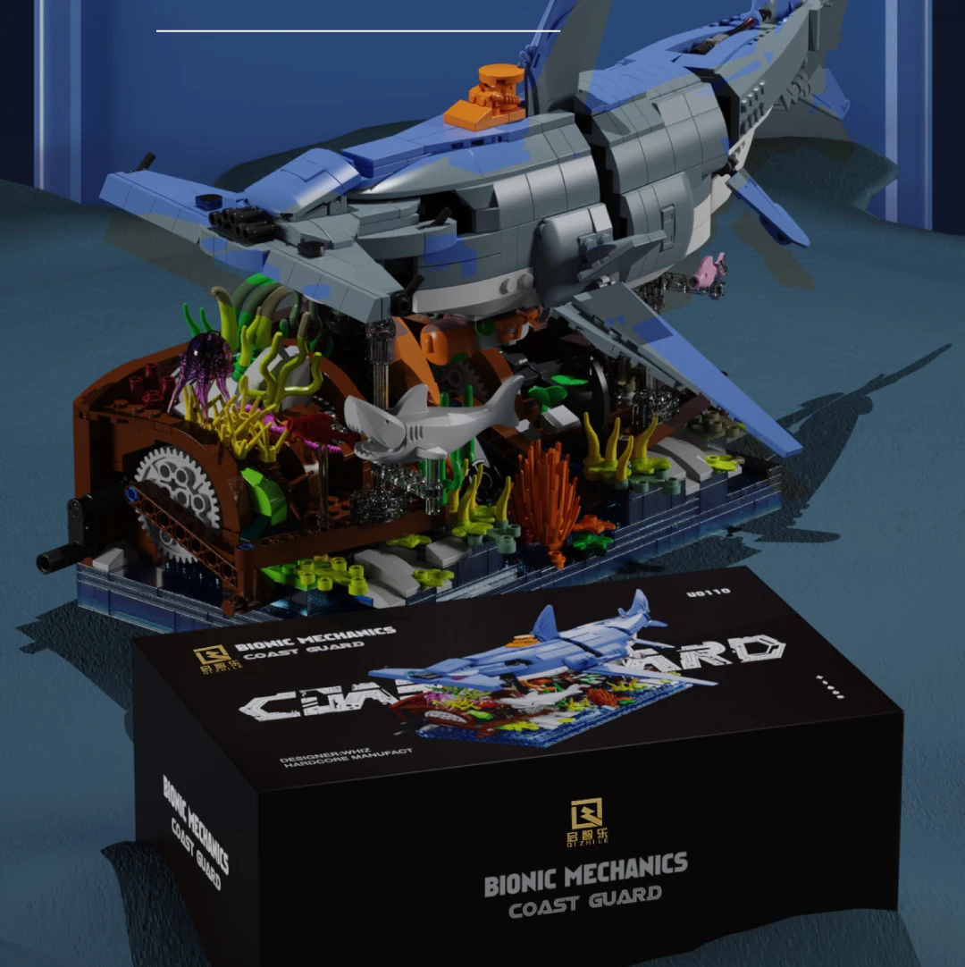 Creative MOC Simulation Shark&Skate Model Gear Linkage Building Block Sets DIY Assembly Toys Best Educational Toys for 6+
