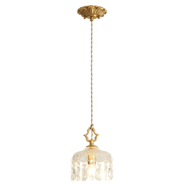 Fast Delivery French Style Bedside Grass Pendant Light Hotel Inns Hallway Entrance Nordic Luxury Brass Chandelier Lamp