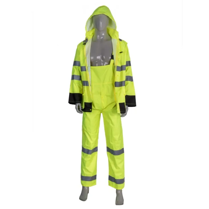 High Visibility Jacket Waterproof Reflective Vinyl Pvc Coating Rainsuit Waterproof Rain Suit for Motorcycle