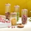 Copper Ring Striped Bamboo Lid Round Storage Jar
