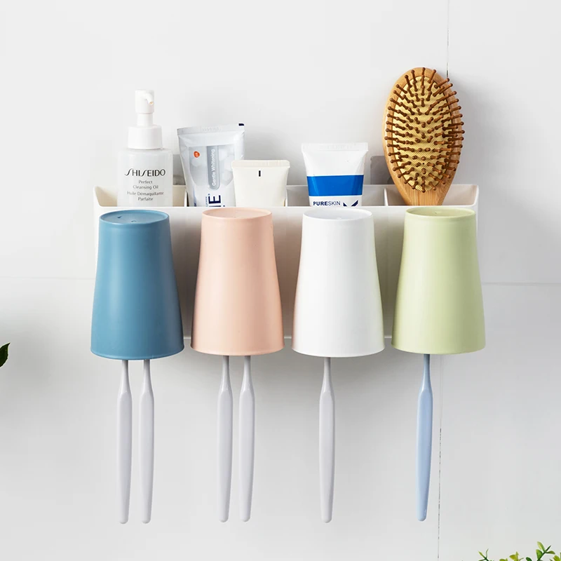 Настенный держатель для зубной щетки с ванная комната стеллаж для хранения пластик повседневной поддержки