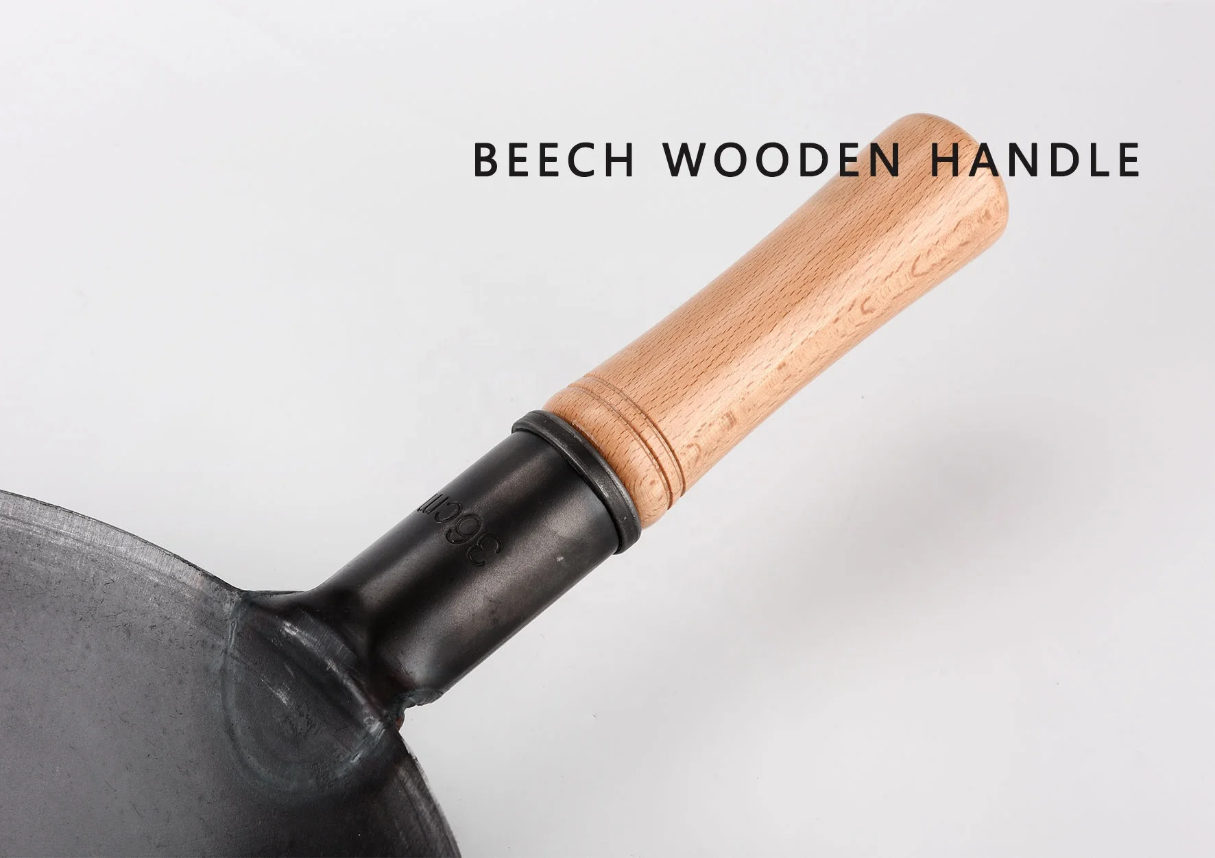 From 32cm to 70cm Carbon Steel Chinese Wok Pan for Restaurant and School with Wooden Lid Factory Commercial