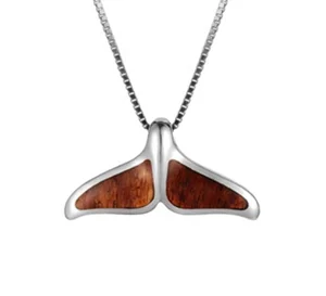 Wholesale Stainless Steel Koa Wood Pendant Custom 3D Print Service Hawaiian Whale Tail Pendant Necklace